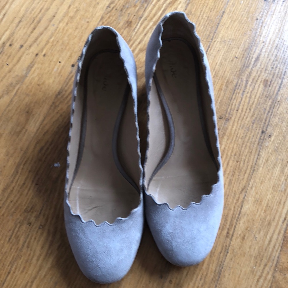 Chloe Lauren scalloped pumps grey suede 39
